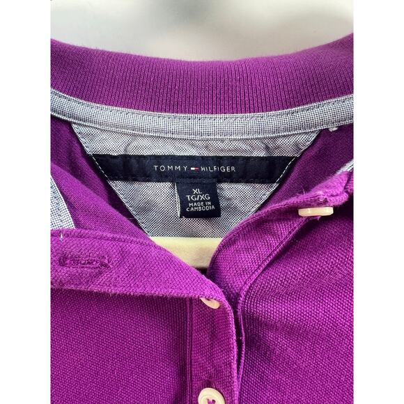 Tommy Hilfiger Women’s Polo Shirt Purple Short Sleeve Classic - Picture 3 of 4